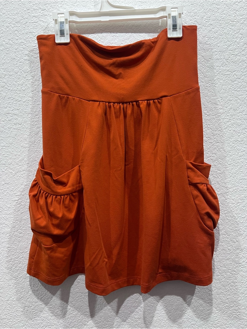 Susana Monaco Orange A-Line Skirt with Gathered Pockets